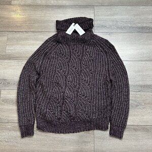 Dynamite Womens Long Sleeves Turtleneck Stitch Sweater Purple Cotton Size Small